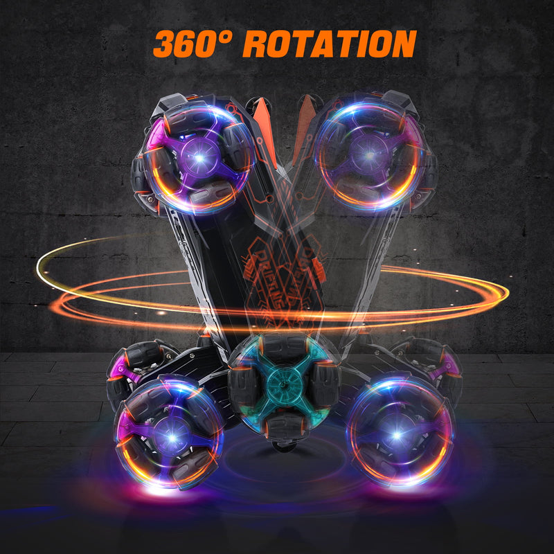 Keenstone Remote Control Car, RC Stunt Car with Gesture Control, Simulated Exhaust Spray, Suitable The Best Christmas Birthday Gift for 3-8 Year Old, Orange