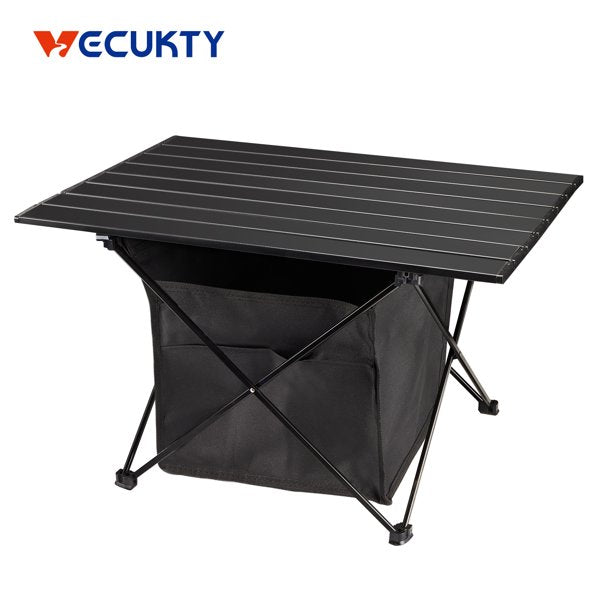 Portable Camping Side Table with Storage Bag, Ultralight Aluminum Folding Beach Table with Carry Bag for Outdoor Cooking, Picnic, Camp, Boat, Travel，L