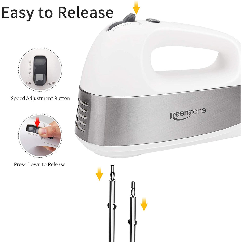 Hand Mixer Electric, Keenstone 5 Speed Kitchen Handheld Hand Mixers with 5 Stainless Steel Accessories Use for Cream and Cake