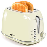 Keenstone Retro 2 Slice Toaster Stainless Steel ,with Bagel, Cancel, Defrost Fuction and Extra Wide Slots Toasters, 6 Shade Settings,Removable Crumb Tray,Beige